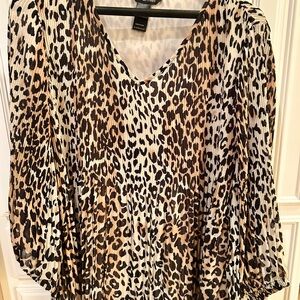 Ali Miles Black and Brown Animal Print Blouse